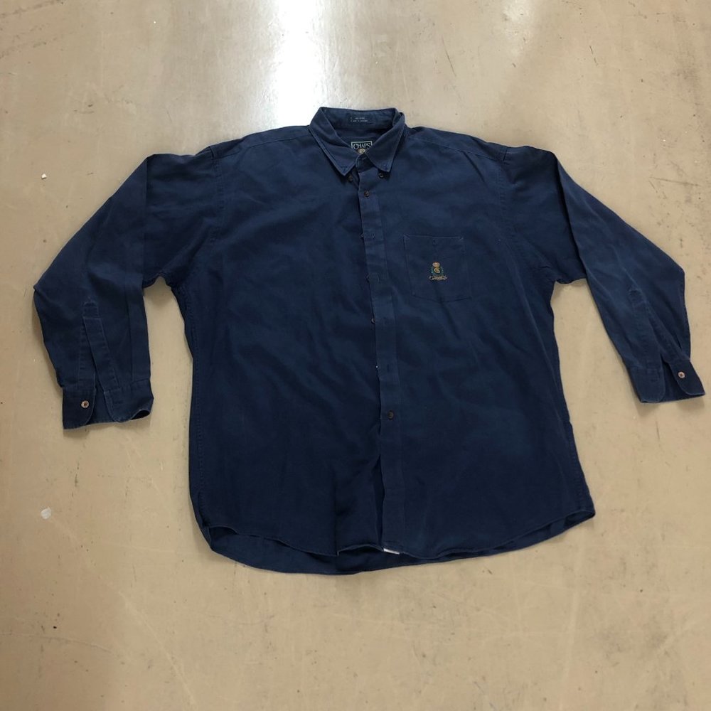 Vintage Chaps Ralph Lauren Long Sleeve Shirt Navy Blue Size XL.